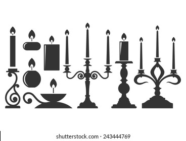 Set of silhouette candles.