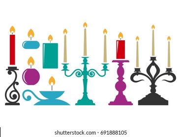 Set of silhouette candles.