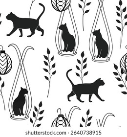 set of silhouette cats in various glass for ms