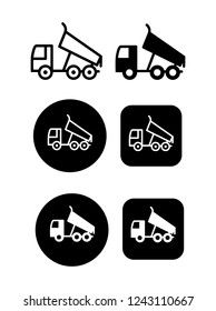 Set of silhouette and contour images of a dump truck with a under body body