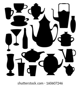 Set of silhouette of cookery objects 