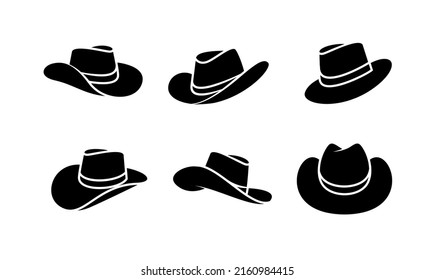 set silhouette Cowboy hat logo icon design