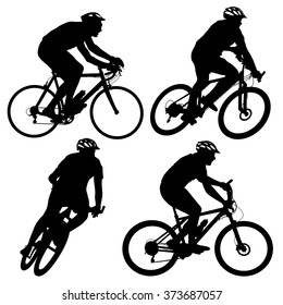 Set silhouette of a cyclist male and female.  vector illustration.