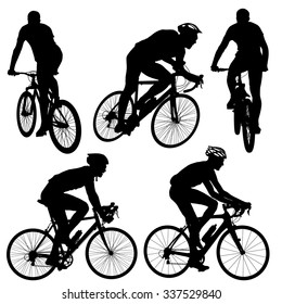 Set silhouette of a cyclist male.  vector illustration.