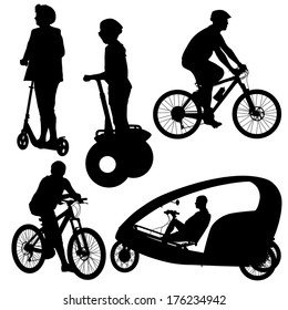 Set silhouette of a cyclist.  vector illustration.