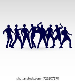 Set of Silhouette Dancing Males in Different Poses
