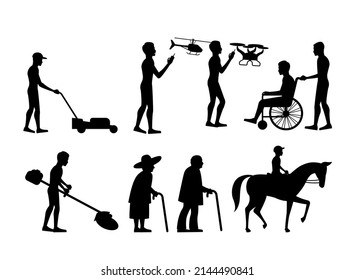 set of silhouette design of people activity, vector illustration
