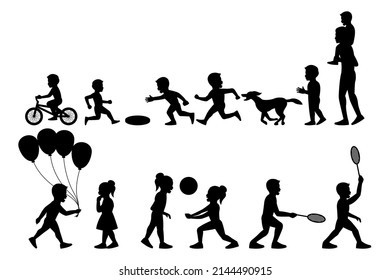 set of silhouette design of people activity, vector illustration
