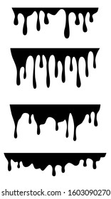 Set of silhouette dripping liquid of different types isolated on white background. Flat design. Vector illustration