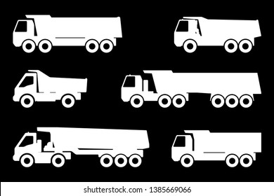 Set silhouette of a dump truck.