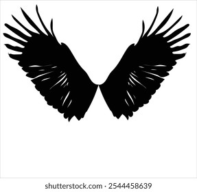 Set of silhouette eagle wings. Illustration art of angel wings set. Wings set for t-shirt elements, coloring page vector. Bird wings sign flat illustration vector