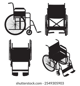 Set of silhouette empty wheelchairs on white background. Vector illustration