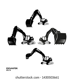 set of silhouette excavator logo designs template vector illustration