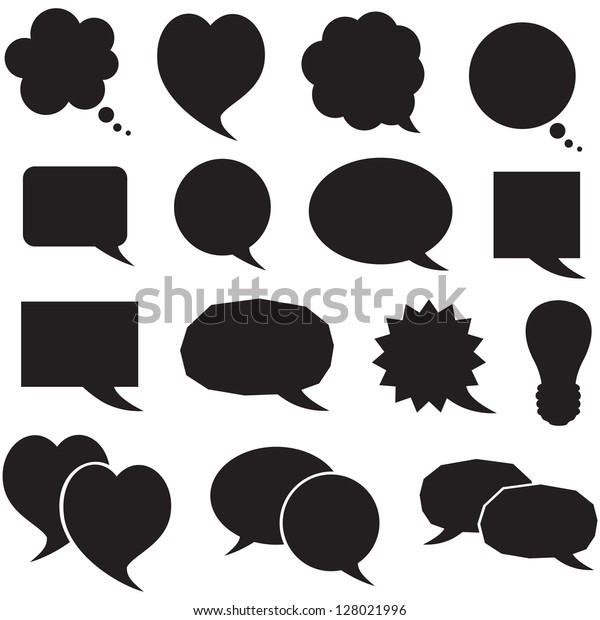 Set Silhouette Figured Speech Bubbles Stock Vector (Royalty Free ...