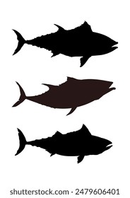 set of silhouette of a fish, tunafish, tuna- vector illustration	