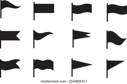 Conjunto de iconos de marcas de silueta en fondo blanco, ilustración vectorial