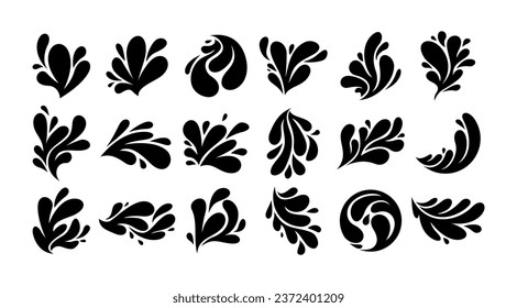 Set of silhouette flat liquid water splash icon design
