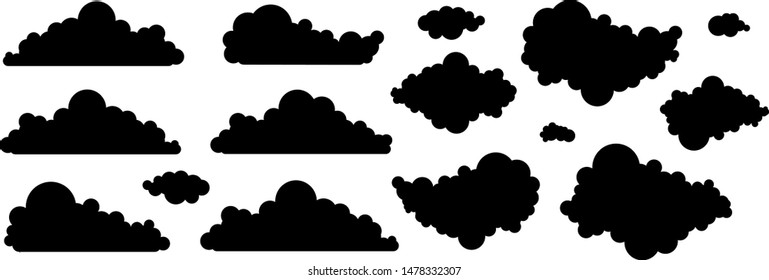 Set Silhouette Flat Style Clouds Vector Stock Vector (Royalty Free ...