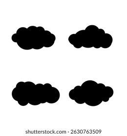 Conjunto de nubes de estilo plano de silueta aisladas en blanco