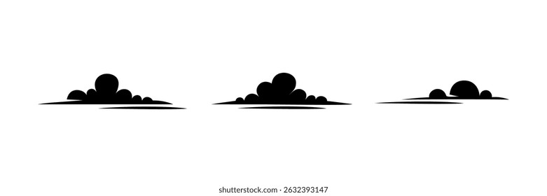 Set of silhouette flat style clouds. Vector illustration.
