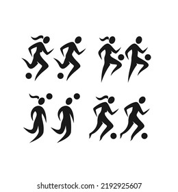 set of silhouette football players vector stock illustration