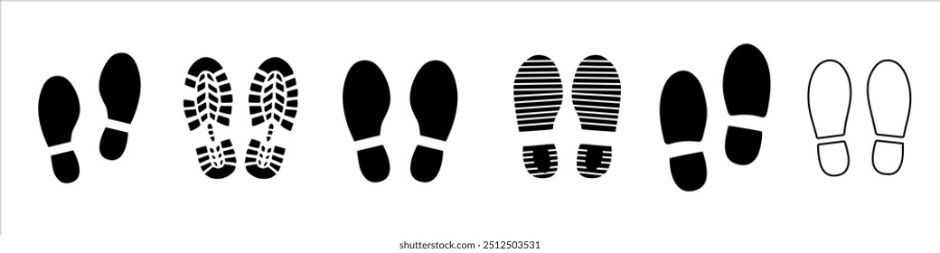 Set of Silhouette of footprints. Vector illustration.