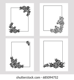 Set of silhouette frames. Design element for banners, labels, prints, posters, web, presentation, invitations, weddings, greeting cards, albums. Vector clip art.