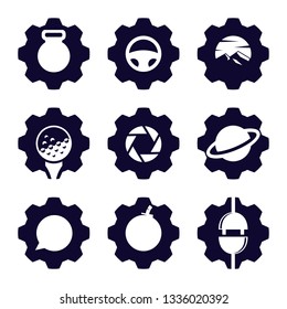 Set Of silhouette Gear Logo Design Inspiration