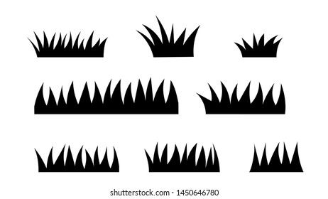 Set of silhouette grass isolated on white background. Vector illustration.