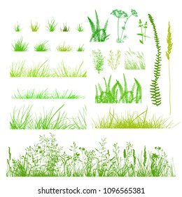 Set Silhouette of grass. Vector