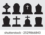 set of silhouette grave stone