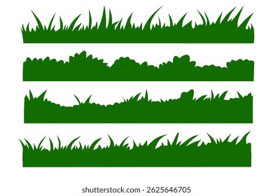 Set von Silhouette grünes Graselement für Hintergrund