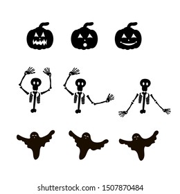 set of silhouette halloween character vector design