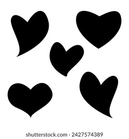 Set of silhouette heart icon vector illustration on white background.