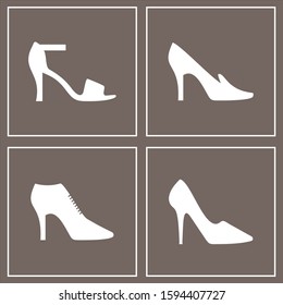 set the silhouette, heels, vector shoe icon