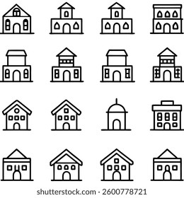 set of silhouette home icon design on a white background