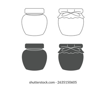 set of silhouette honey jar design, vector, isolated on transparent background