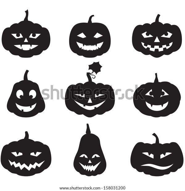 Set Silhouette Horror Images Pumpkins Stock Vector (Royalty Free ...