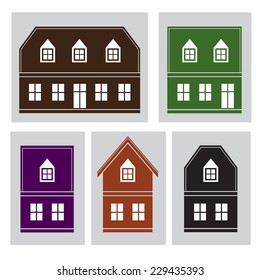 set of  silhouette houses flat design vector illustration