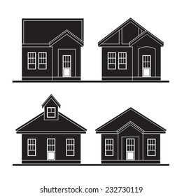 set of  silhouette houses flat design vector illustration