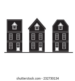 set of  silhouette houses flat design vector illustration