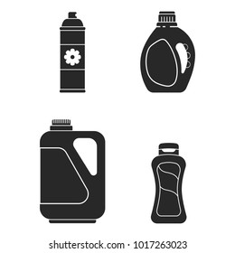 Set silhouette icon bottle detergent, cleaner and spray