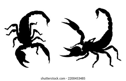 Set silhouette illustration of scorpion