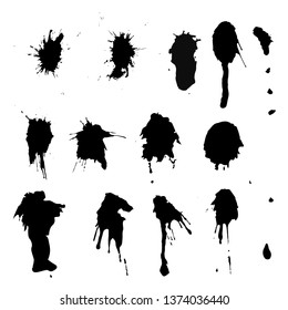 set of silhouette ink splashes collection eps10 vector illustration