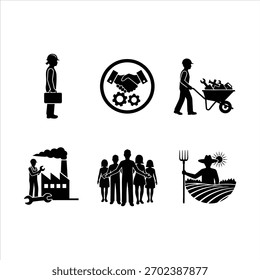 Set of silhouette labour vector image