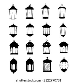 set of silhouette lanterns. Illustration vector graphic. Design concept Ramadan lanternwith HandDrawn style, Perfect for decoration holy month of muslim community, greeting card