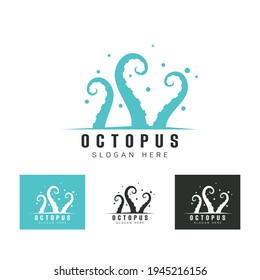 Set silhouette  logo octopus tentacles  Vector object for logos  tattoos  cards   your design white background Vector illustration