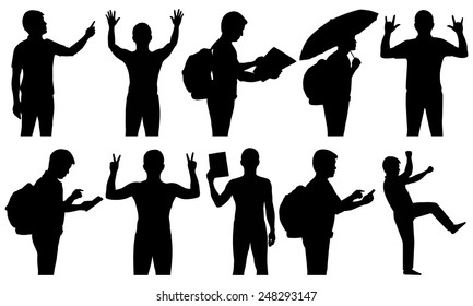 Set of silhouette man, vector format