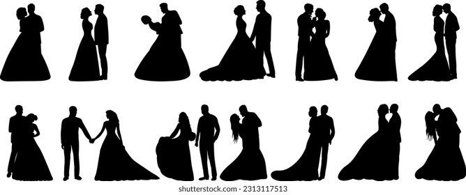 armar silueta hombre y mujer, boda, vector aislado