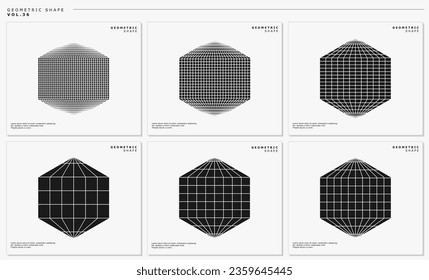 Set of silhouette modern abstract flat globe earth hexagon design